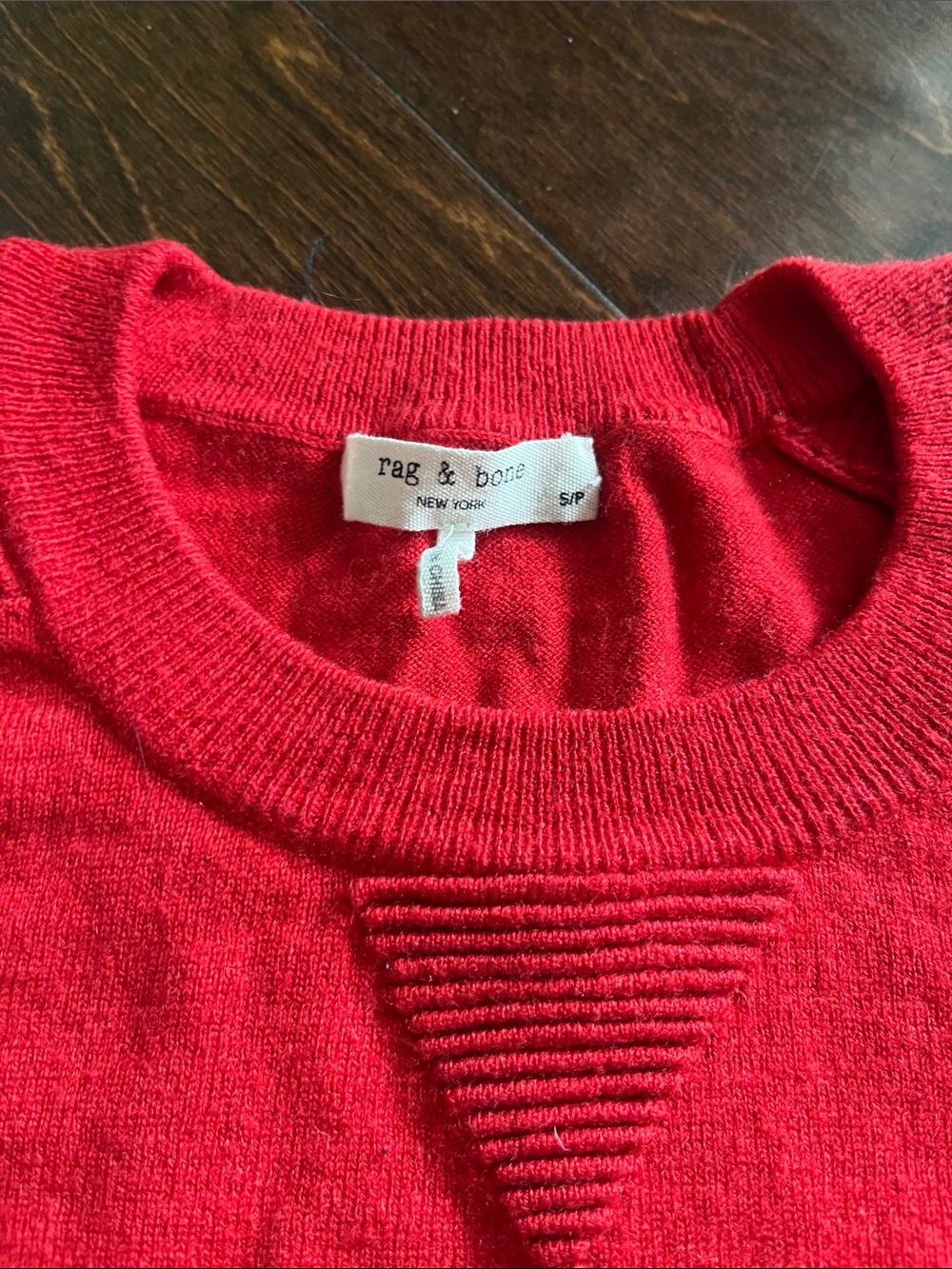 rag & bone Red Ribbed-Panel Crewneck Sweater - Picture 2 of 2